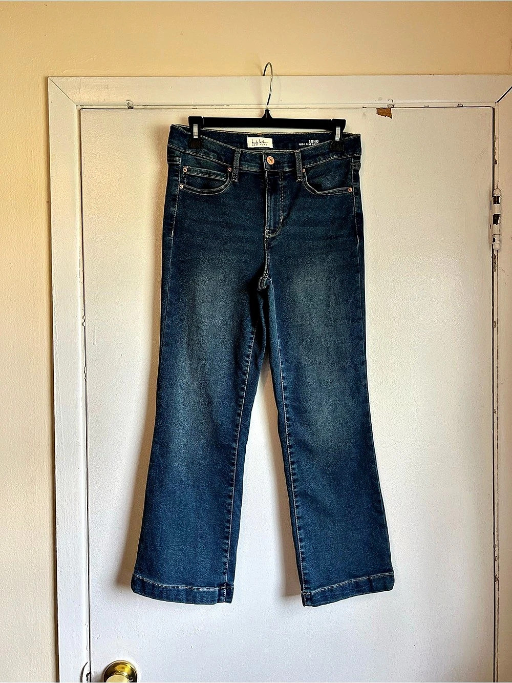 Nicole Miller New York Soho High Rise Ankle Flare Jeans Blue Size 8 Classic